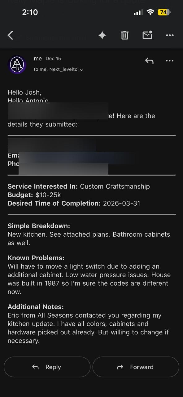 Client lead captured